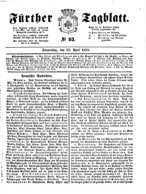 Fürther Tagblatt Donnerstag 19. April 1855