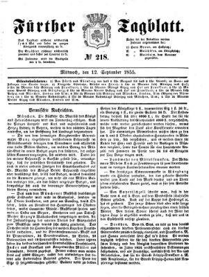 Fürther Tagblatt Mittwoch 12. September 1855