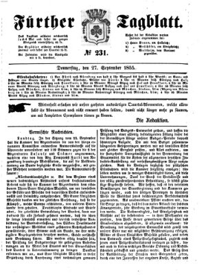 Fürther Tagblatt Donnerstag 27. September 1855