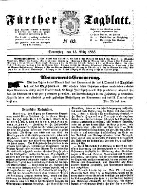 Fürther Tagblatt Donnerstag 13. März 1856