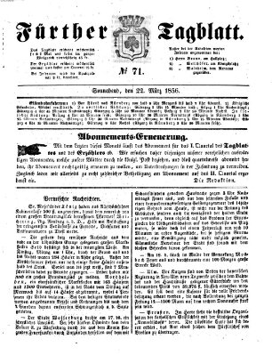 Fürther Tagblatt Samstag 22. März 1856