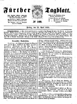 Fürther Tagblatt Freitag 25. April 1856