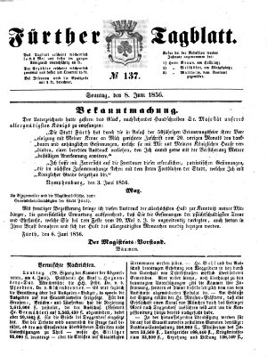 Fürther Tagblatt Sonntag 8. Juni 1856