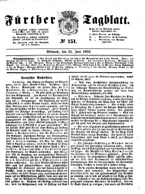 Fürther Tagblatt Mittwoch 25. Juni 1856