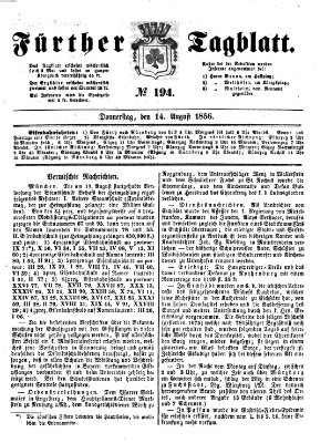 Fürther Tagblatt Donnerstag 14. August 1856