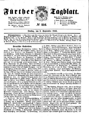 Fürther Tagblatt Dienstag 9. September 1856