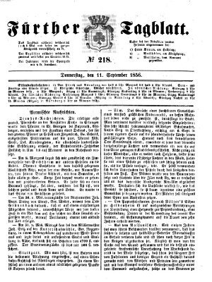 Fürther Tagblatt Donnerstag 11. September 1856