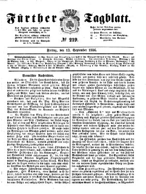 Fürther Tagblatt Freitag 12. September 1856