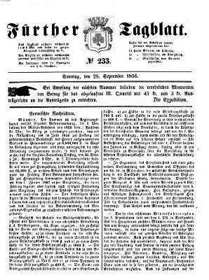 Fürther Tagblatt Sonntag 28. September 1856