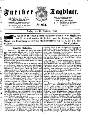 Fürther Tagblatt Dienstag 30. September 1856