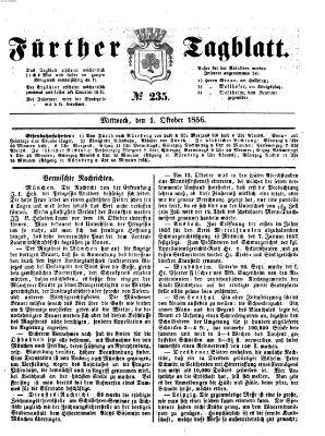 Fürther Tagblatt Mittwoch 1. Oktober 1856