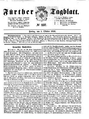 Fürther Tagblatt Freitag 3. Oktober 1856