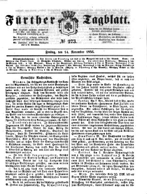 Fürther Tagblatt Freitag 14. November 1856