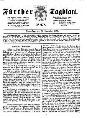 Fürther Tagblatt Donnerstag 20. November 1856