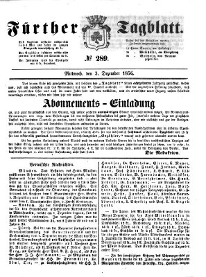 Fürther Tagblatt Mittwoch 3. Dezember 1856