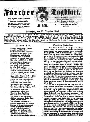 Fürther Tagblatt Donnerstag 25. Dezember 1856