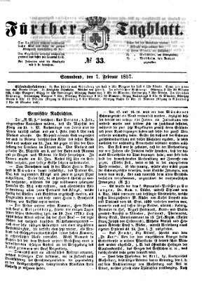 Fürther Tagblatt Samstag 7. Februar 1857