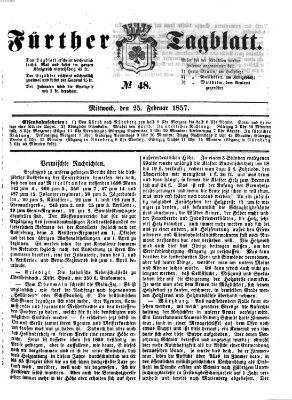 Fürther Tagblatt Mittwoch 25. Februar 1857