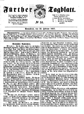 Fürther Tagblatt Samstag 28. Februar 1857