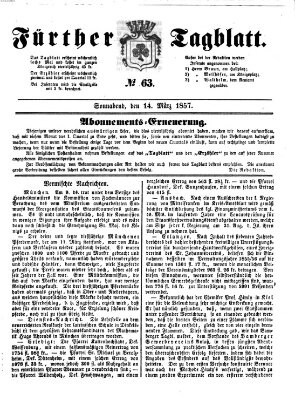 Fürther Tagblatt Samstag 14. März 1857