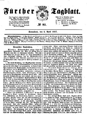 Fürther Tagblatt Samstag 4. April 1857