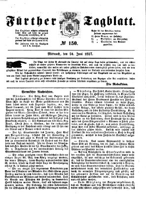 Fürther Tagblatt Mittwoch 24. Juni 1857