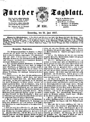 Fürther Tagblatt Donnerstag 25. Juni 1857