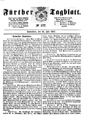 Fürther Tagblatt Samstag 25. Juli 1857