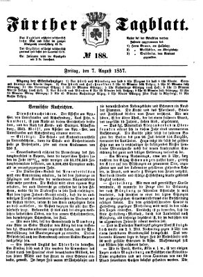 Fürther Tagblatt Freitag 7. August 1857