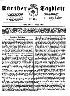 Fürther Tagblatt Dienstag 11. August 1857