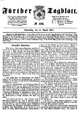 Fürther Tagblatt Donnerstag 13. August 1857