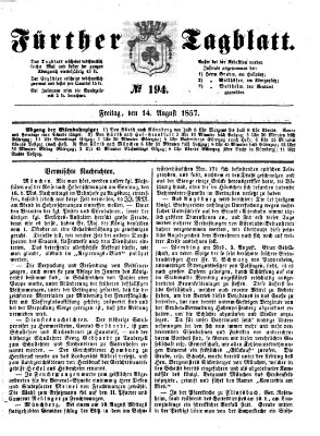 Fürther Tagblatt Freitag 14. August 1857