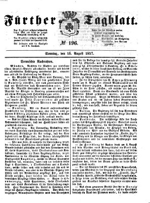 Fürther Tagblatt Sonntag 16. August 1857