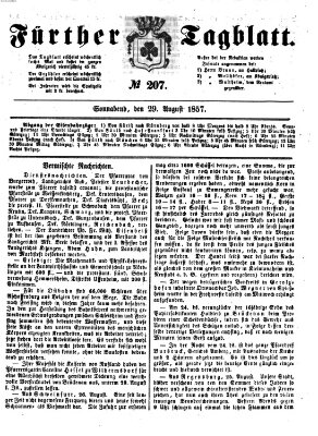 Fürther Tagblatt Samstag 29. August 1857