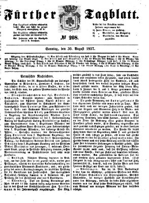 Fürther Tagblatt Sonntag 30. August 1857