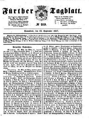 Fürther Tagblatt Samstag 12. September 1857