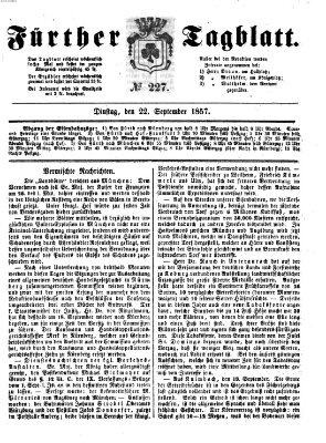 Fürther Tagblatt Dienstag 22. September 1857