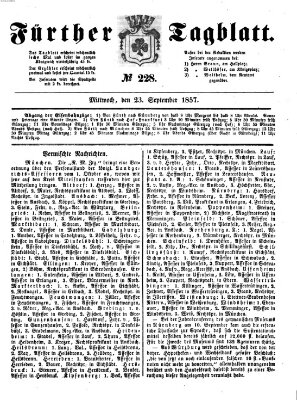 Fürther Tagblatt Mittwoch 23. September 1857