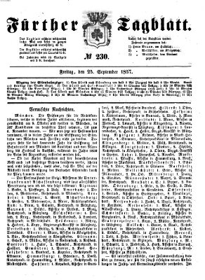 Fürther Tagblatt Freitag 25. September 1857