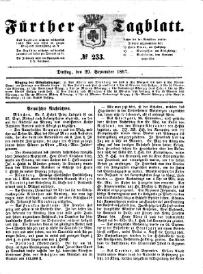 Fürther Tagblatt Dienstag 29. September 1857