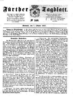 Fürther Tagblatt Mittwoch 7. Oktober 1857