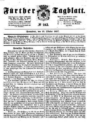 Fürther Tagblatt Samstag 10. Oktober 1857