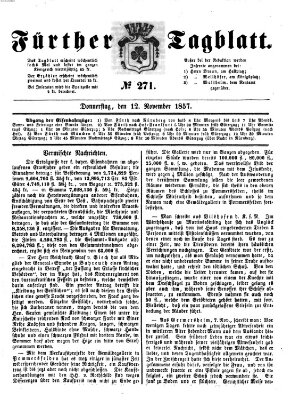 Fürther Tagblatt Donnerstag 12. November 1857