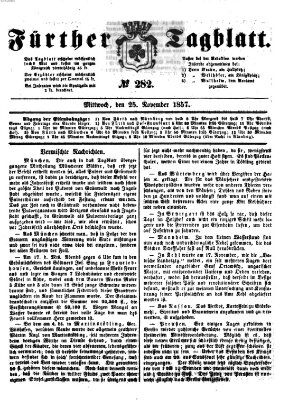 Fürther Tagblatt Mittwoch 25. November 1857