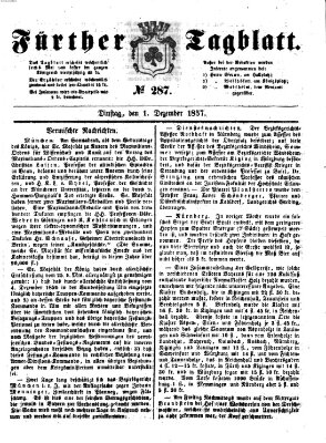 Fürther Tagblatt Dienstag 1. Dezember 1857