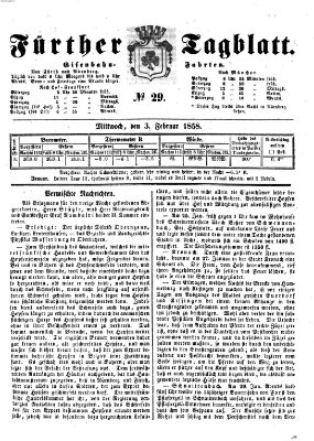 Fürther Tagblatt Mittwoch 3. Februar 1858