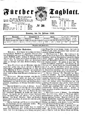 Fürther Tagblatt Sonntag 14. Februar 1858