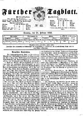 Fürther Tagblatt Sonntag 21. Februar 1858