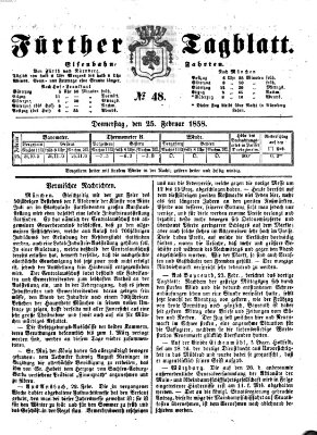 Fürther Tagblatt Donnerstag 25. Februar 1858