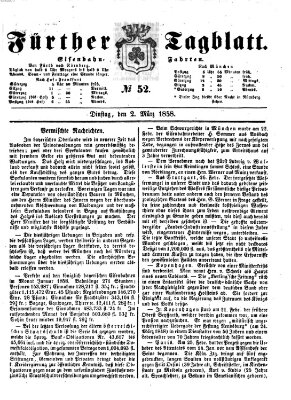 Fürther Tagblatt Dienstag 2. März 1858